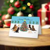 Sieben Labradoren und Weihnachtsbaum