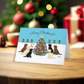 Sieben Labradoren und Weihnachtsbaum Feiertagskarte