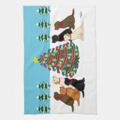 Sieben Labradoren und Weihnachtsbaum Geschirrtuch (Vertikal)