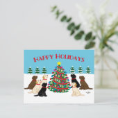 Sieben Labradoren und Weihnachtsbaum Postkarte (Stehend Vorderseite)