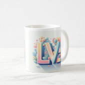 Sieben/Lächeln/Liebe Kaffee Tasse (VorderseiteRechts)