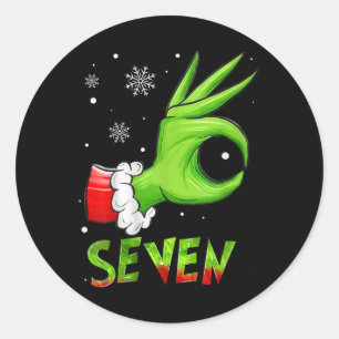 Sieben lustige 6 7 Meme Santa Weihnachten Xmas Leh Runder Aufkleber