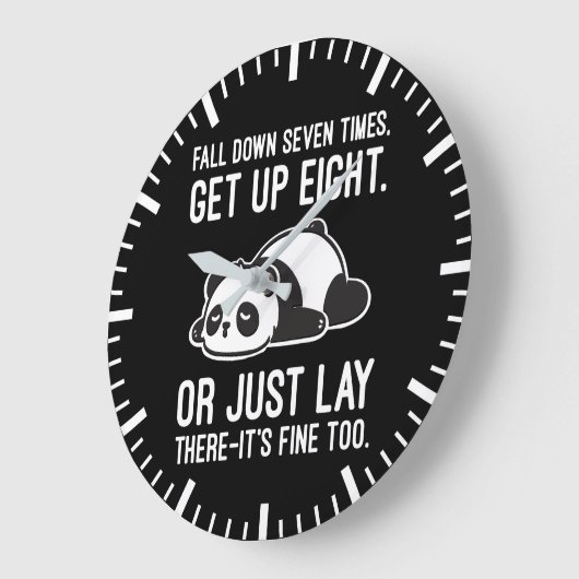 Sieben Mal fallen, acht mal aufstehen - Lazy Panda Große Wanduhr (Winkel)