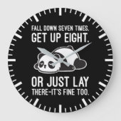 Sieben Mal fallen, acht mal aufstehen - Lazy Panda Große Wanduhr (Vorderseite)