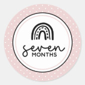 Sieben Monate Regenbogen und Polka Punkte Meilenst Runder Aufkleber (Vorderseite)