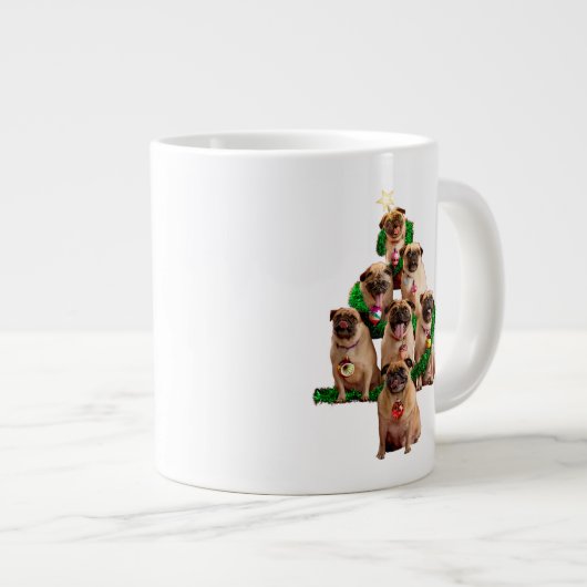 Sieben Möpsen-a-Posing Jumbo-Tasse (Vorderseite Rechts)