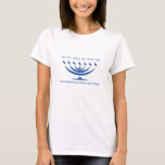 Sieben Niederlassung menorah von Israel und von T-Shirt<br><div class="desc">Sieben Niederlassung menorah von Israel und Shema Israel von Blau-Farbe</div>