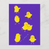 Sieben Niedliche Baby Chicks Postkarte (Lila) (Vorderseite)