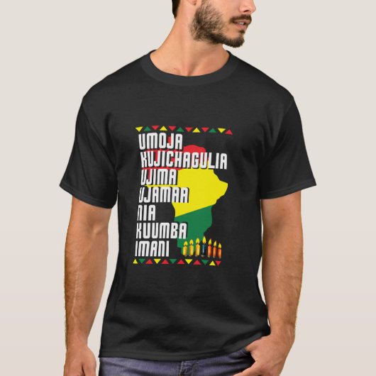 Sieben Prinzipien von Kwanzaa African Map Men Wome T-Shirt (Vorderseite)