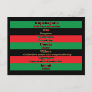 Sieben Prinzipien von Kwanzaa Black Red Green Postkarte