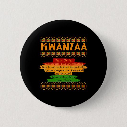 Sieben Prinzipien von Kwanzaa, einem stolzen Afroa Button (Vorderseite)