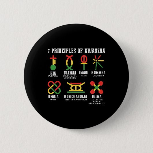 Sieben Prinzipien von Kwanzaa, einem stolzen Afroa Button (Vorderseite)