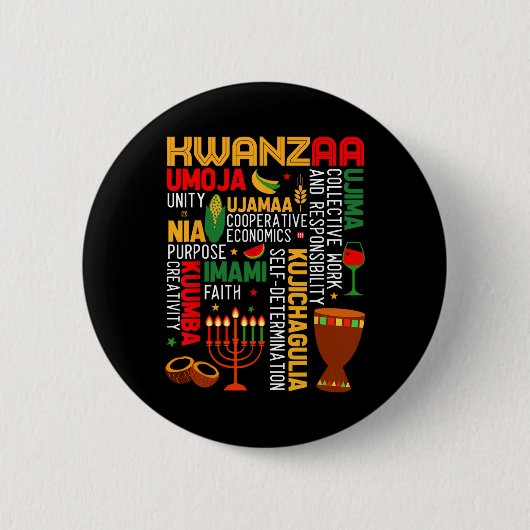 Sieben Prinzipien von Kwanzaa, einem stolzen Afroa Button (Vorderseite)
