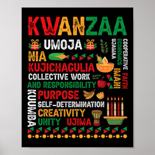 Sieben Prinzipien von Kwanzaa, einem stolzen Afroa Poster