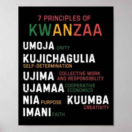 Sieben Prinzipien von Kwanzaa Happy Kwanzaa Poster (Vorne)