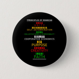 Sieben Prinzipien von Kwanzaa Weihnachten nach Ame Button