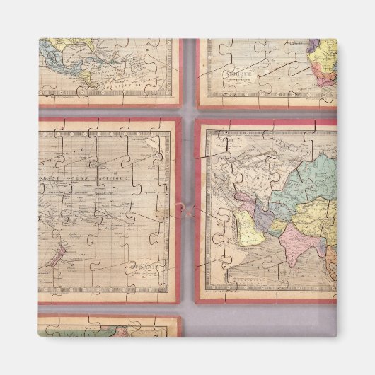 Sieben Puzzle-Karten der Welt Magnet (Vorne)