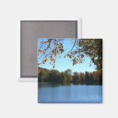 Sieben Quellen fallen Bäume und Teich Magnet (Vorderseite/Rückseite)