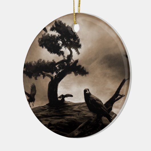 Sieben Raben Keramikornament (Links)