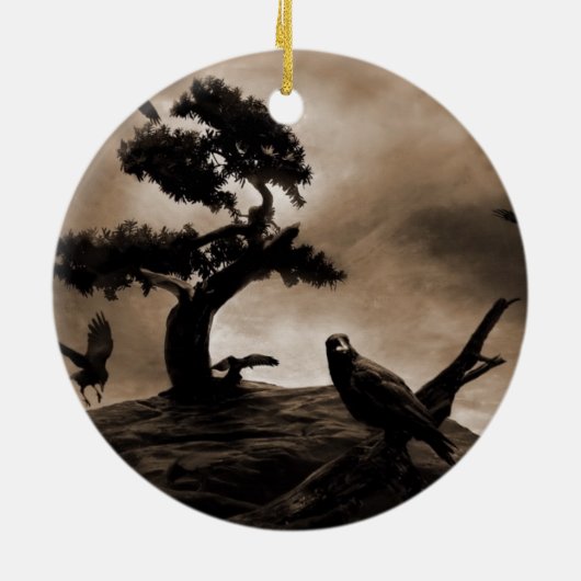 Sieben Raben Keramikornament (Hinten)