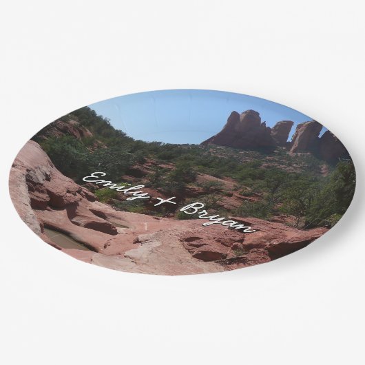 Sieben Sakralpools Pappteller (Schrägansicht)