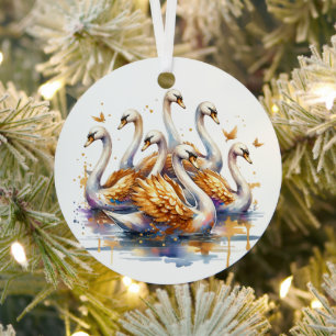 Sieben Schwäne a-schwimmen Zwölf Tage Weihnachte Ornament Aus Metall