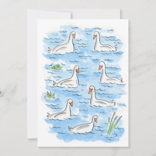 Sieben Schwäne ein Schwimmen Einladung (Vorderseite)