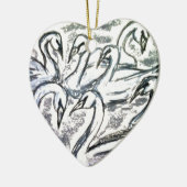 Sieben Schwäne eine Schwimmen Keramikornament (Links)