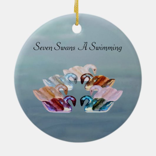 Sieben Schwäne eine Schwimmen-Verzierung Keramikornament (Hinten)