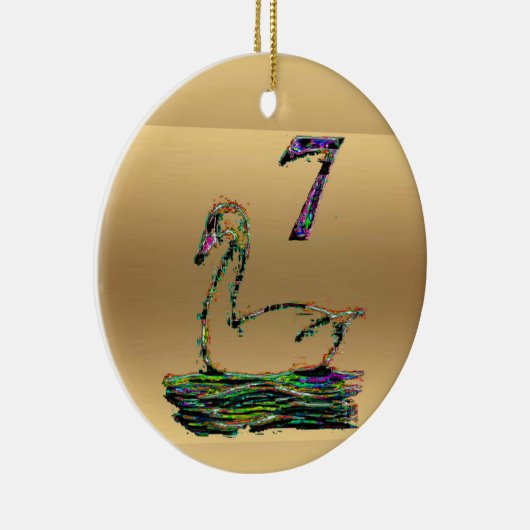 Sieben Schwäne Einschwimmen Keramik Ornament (Rechts)