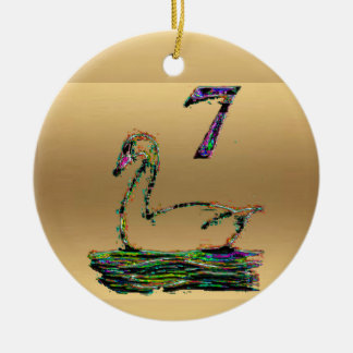 Sieben Schwäne Einschwimmen Keramik Ornament