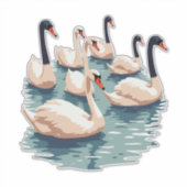 Sieben Schwäne im Stilstil 1 Aufkleber (Vorderseite)