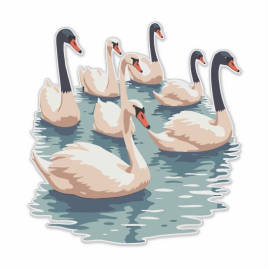 Sieben Schwäne im Stilstil 1 Aufkleber (Vorderseite)