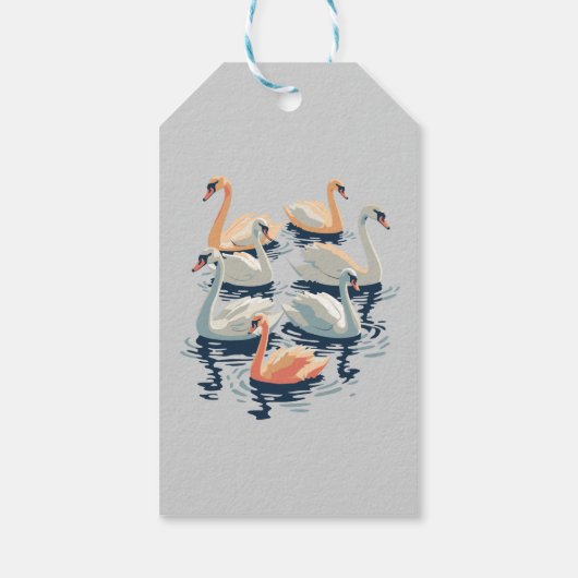 Sieben Schwäne im Stilstil 2 Geschenkanhänger (Rückseite)
