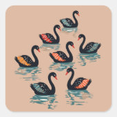 Sieben Schwäne im Stilstil 3 Quadratischer Aufkleber (Vorderseite)