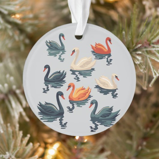 Sieben Schwäne im Stilstil 5 Ornament (Baum)