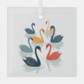 Sieben Schwäne im Stilstil 7 Ornament Aus Glas (Vorderseite)