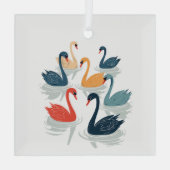 Sieben Schwäne im Stilstil 7 Ornament Aus Glas (Rückseite)