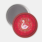 Sieben Schwäne schwimmen Magnet (Vorderseite/Rückseite)