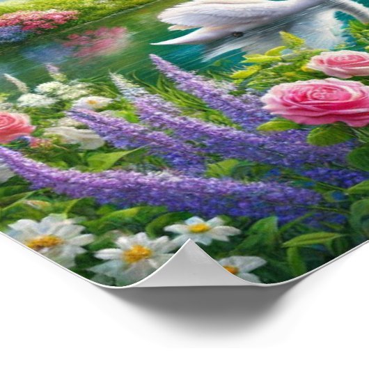 Sieben Schwäne schwimmen Poster (Ecke)