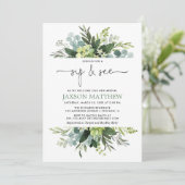 Sieben sehen Junge Dusche geschlechtsneutral Eukal Einladung (Stehend Vorderseite)