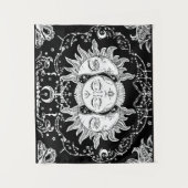 Sieben Sterne Drei Gesichter Sonne und Mond Ästhet Wandteppich (Vorderseite)