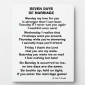 SIEBEN TAGE HEIRAT POEM FOTOPLATTE (Vorderseite)