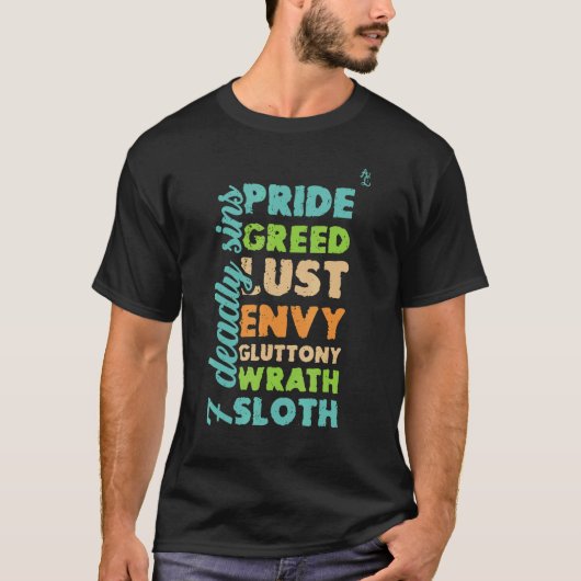 Sieben Tote Sins Lässig Christlich T-Shirt (Vorderseite)