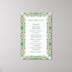 Sieben Tote Sünden Wohlstand ohne Arbeit Vergnügen Leinwanddruck