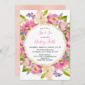 Sieben und Sehen Baby Girl rot Rosa Pastellfarben Einladung (Vorne/Hinten)