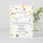 Sieben und Sehen Einladen, neues Baby, Begrüßung P Einladung (Stehend Vorderseite)