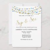 Sieben und Sehen Einladen, neues Baby, Begrüßung P Einladung (Vorderseite)