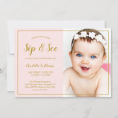 Sieben und sehen Sie Baby Shower Pink Gold Glitzer Einladung (Vorderseite)