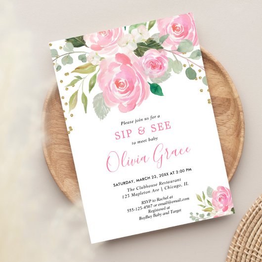 Sieben und sehen Sie die floralen Aquarellfarben r Einladung